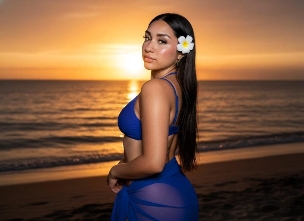 EmmaRubis sunset in blue bikini